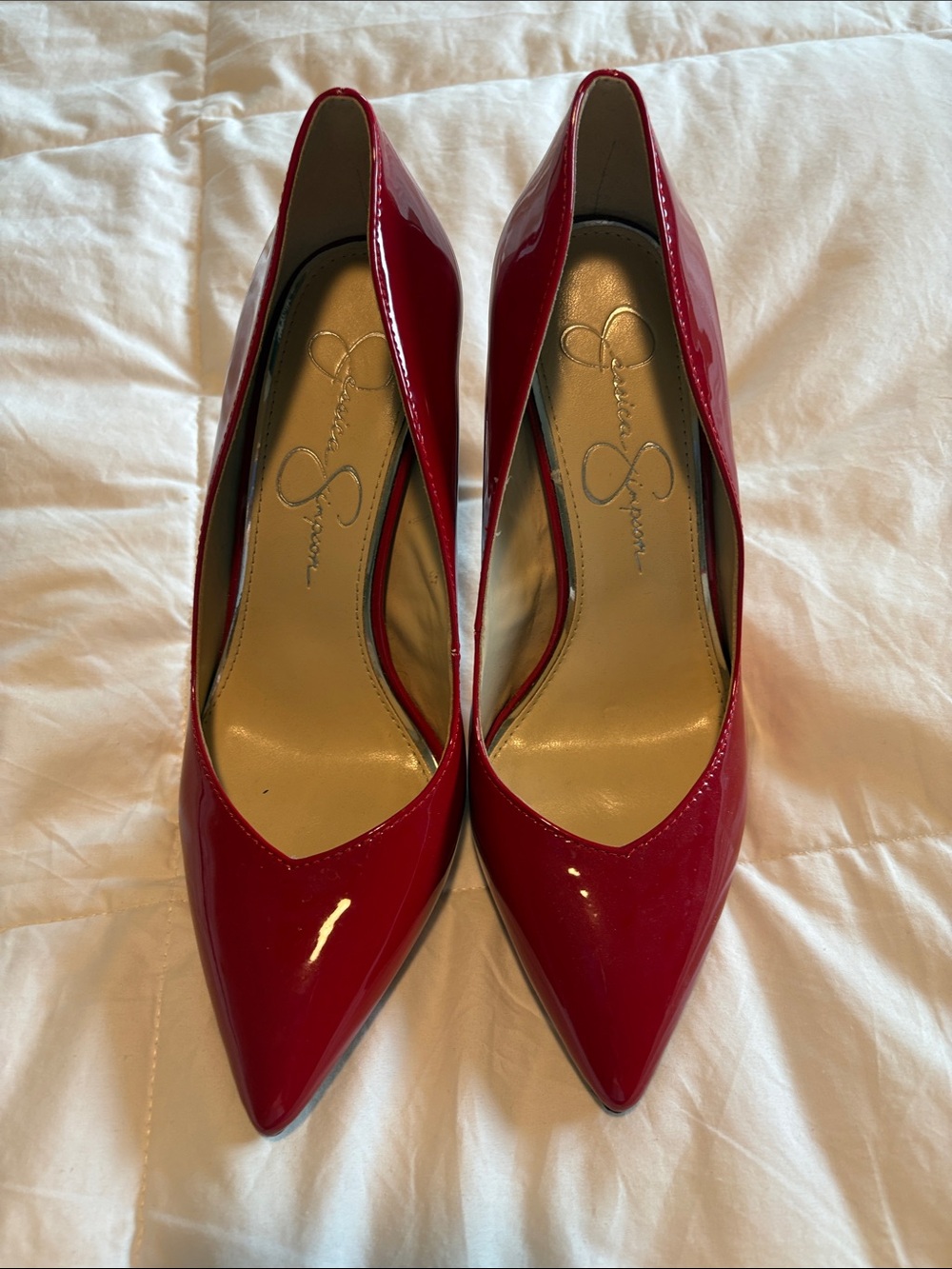 Jessica Simpson Red Patent Pointed Pumps